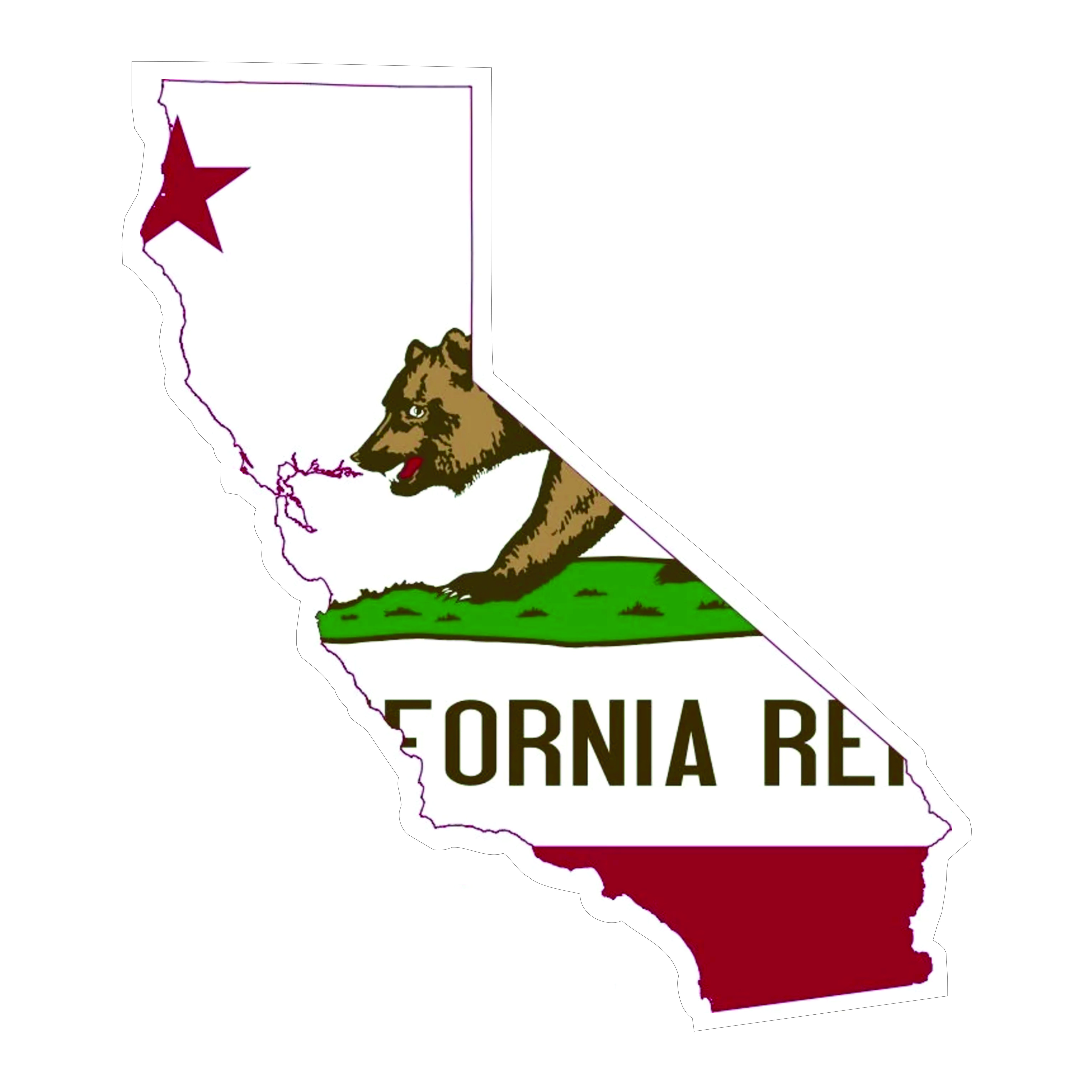 autocollant Californie Californie State map-flag USA 110 mm en vinyle Bumper Sticker Amérique 10,9 cm 